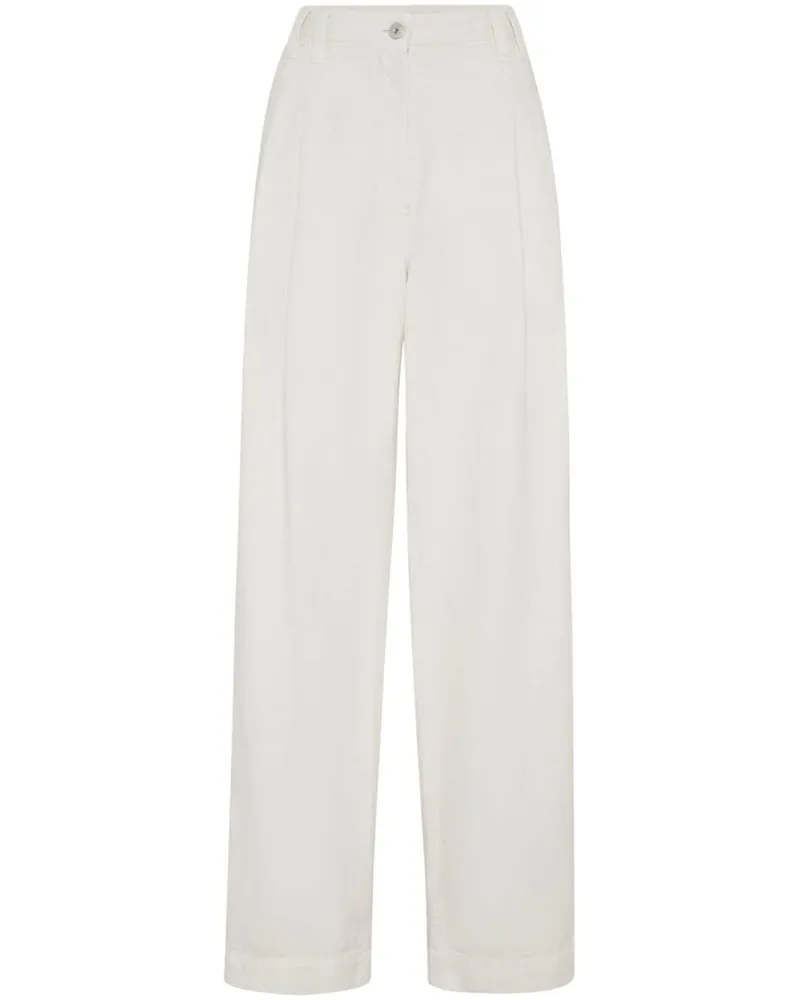 Brunello Cucinelli High-Waist-Hose mit geradem Bein - Weiß Weiß