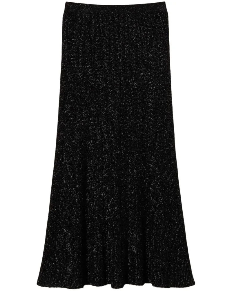 Twin-Set Gestrickter Midirock - Schwarz Schwarz