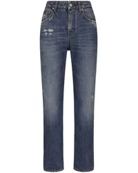 Dolce & Gabbana Gerade Jeans mit Logo-Schild Blau