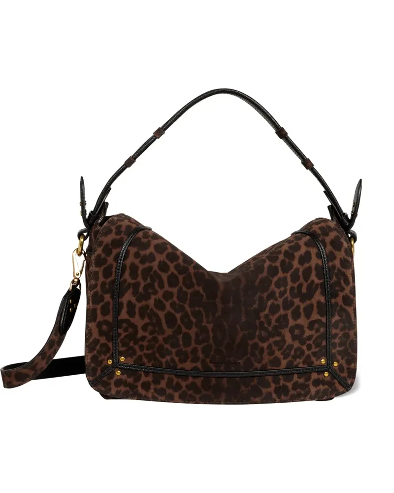 Jérôme Dreyfuss Pepito M Schultertasche mit Leopardenmuster - Braun Braun