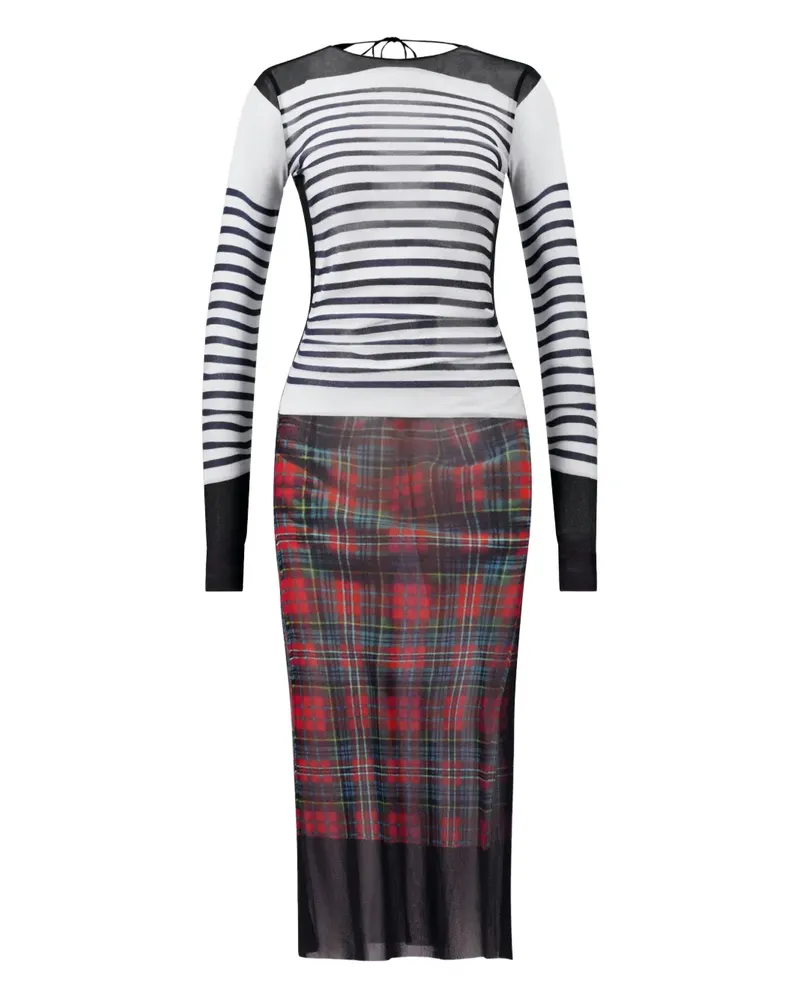 Jean Paul Gaultier Marinière Kilt Midikleid - Weiß Weiß