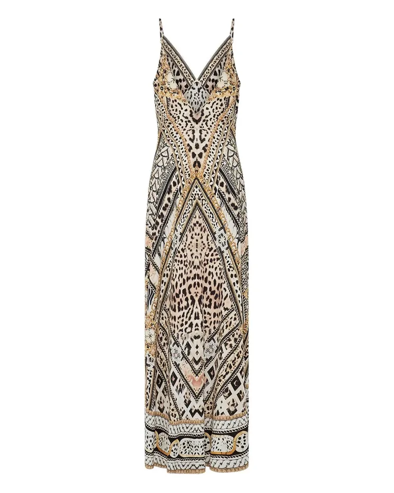 Camilla Mosaic Muse Maxikleid mit V-Ausschnitt - Nude Nude