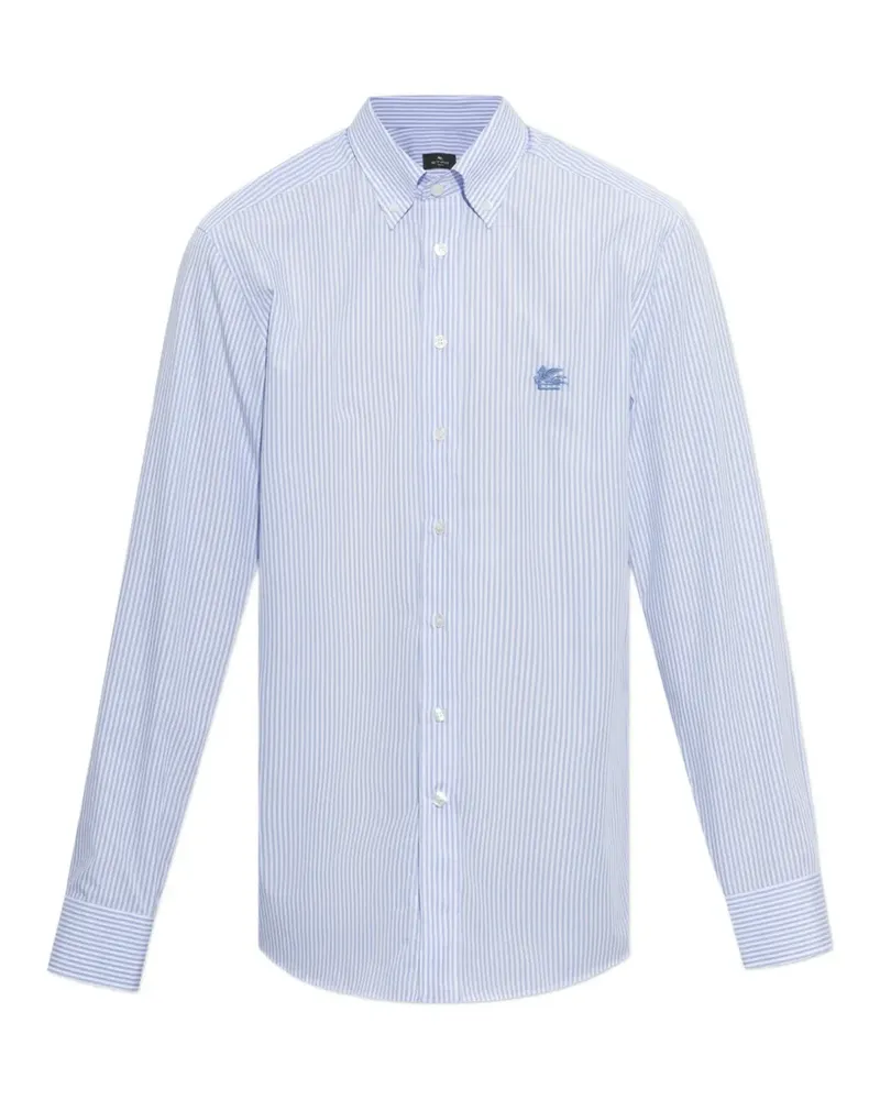 Etro stripe-pattern embroidered-logo shirt - Weiß Weiß