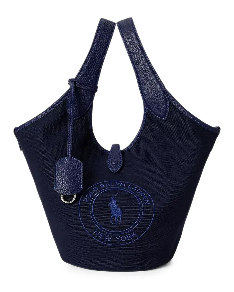 Ralph Lauren logo-embroidered leather-trim tote bag - Blau Blau