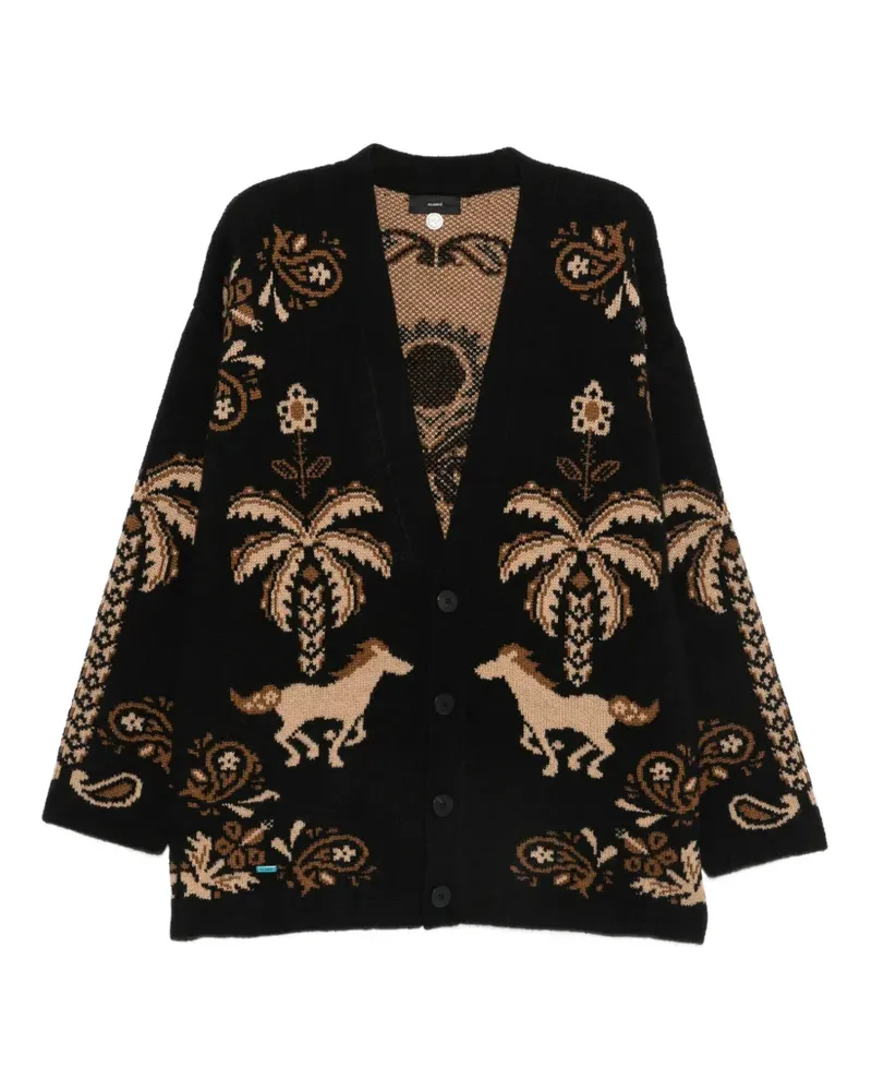 Alanui Cardigan mit Palmen-Intarsie - Schwarz Schwarz