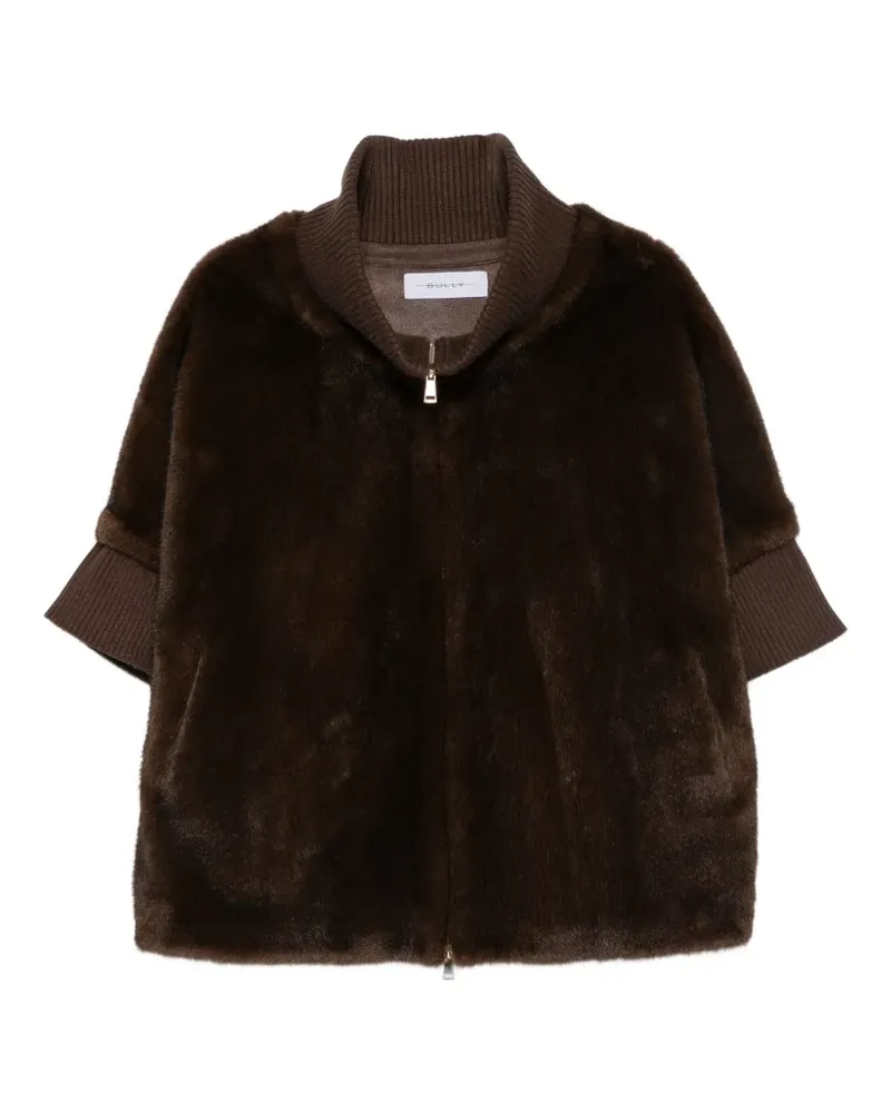 Bully Jacke aus Faux Fur mit geripptem Saum - Braun Braun