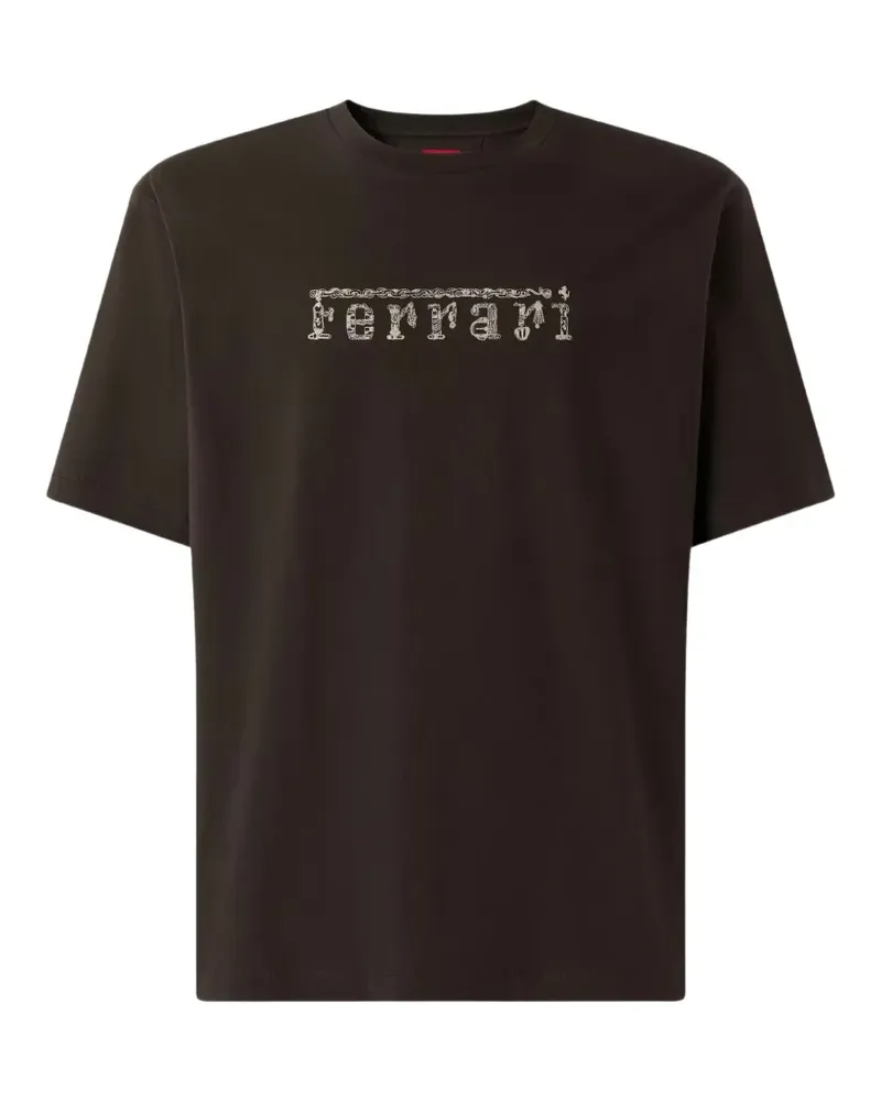 Ferrari T-Shirt mit Logo-Stickerei - Braun Braun