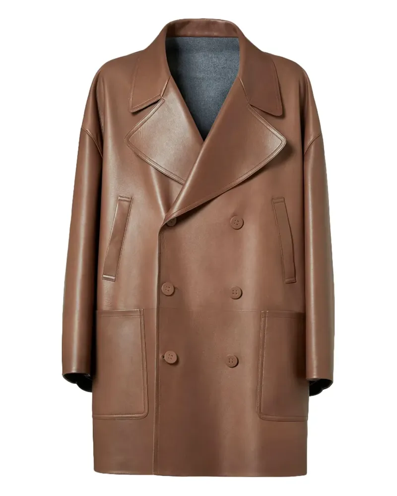 Fendi double-breasted lambskin coat - Braun Braun