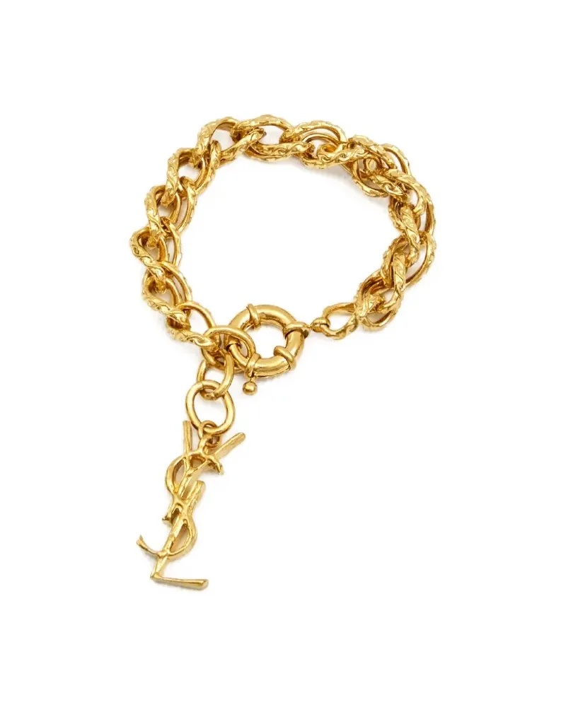 Saint Laurent Kettenarmband mit Logo-Anhänger - Gold Gold