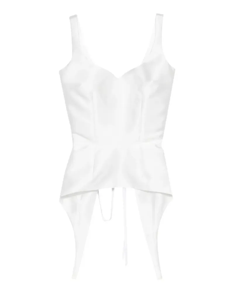 Parlor lace-up asymmetric-hem corset top - Weiß Weiß
