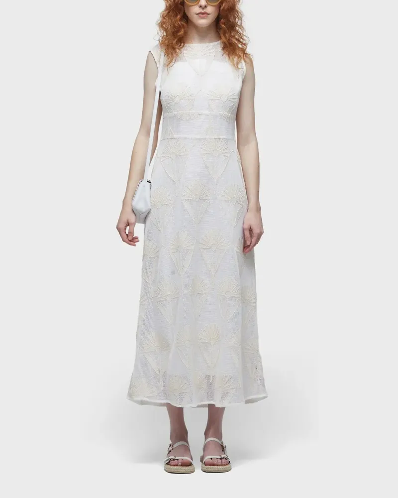 Osklen Midikleid mit Blumenstickerei - Weiß Weiß