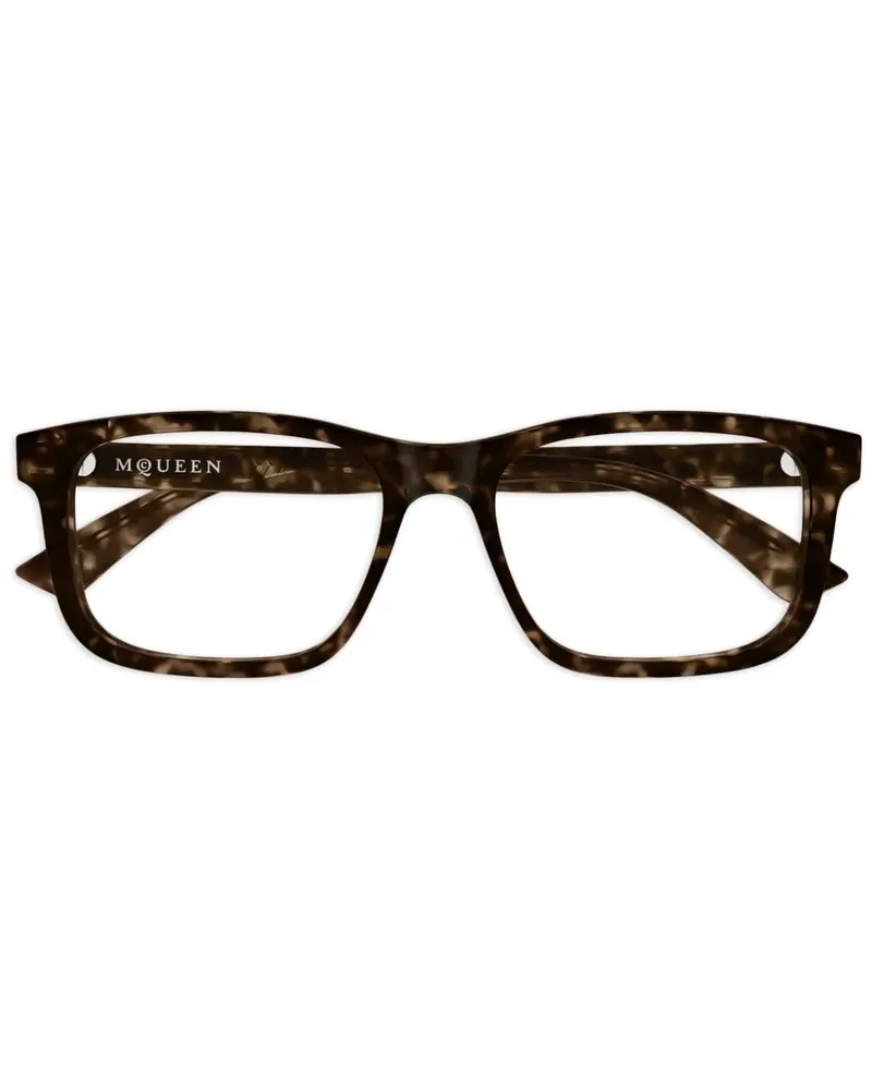 Alexander McQueen Brille mit eckigem Gestell - Braun Braun