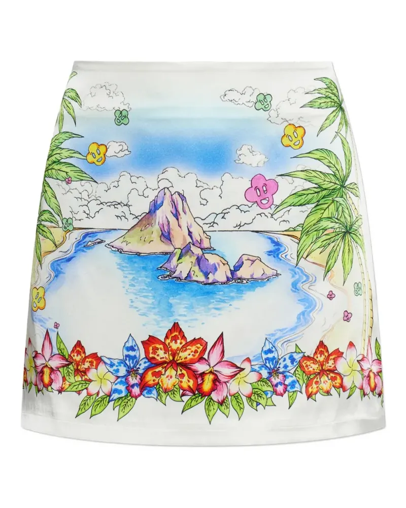 Casablanca Paris Better Days graphic-print silk mini skirt - Weiß Weiß