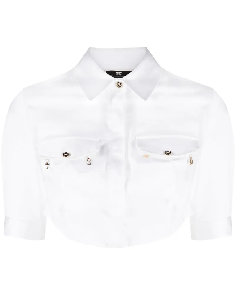 Elisabetta Franchi Cropped-T-Shirt mit Logo - Weiß Weiß