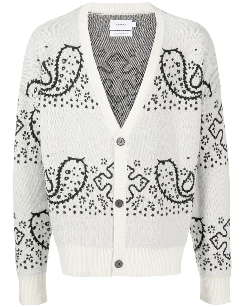 RHUDE Cardigan mit Bandana-Streifen - Weiß Weiß