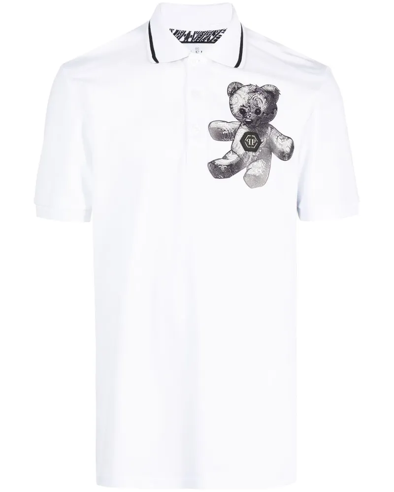 Philipp Plein Poloshirt mit Teddy - Weiß Weiß