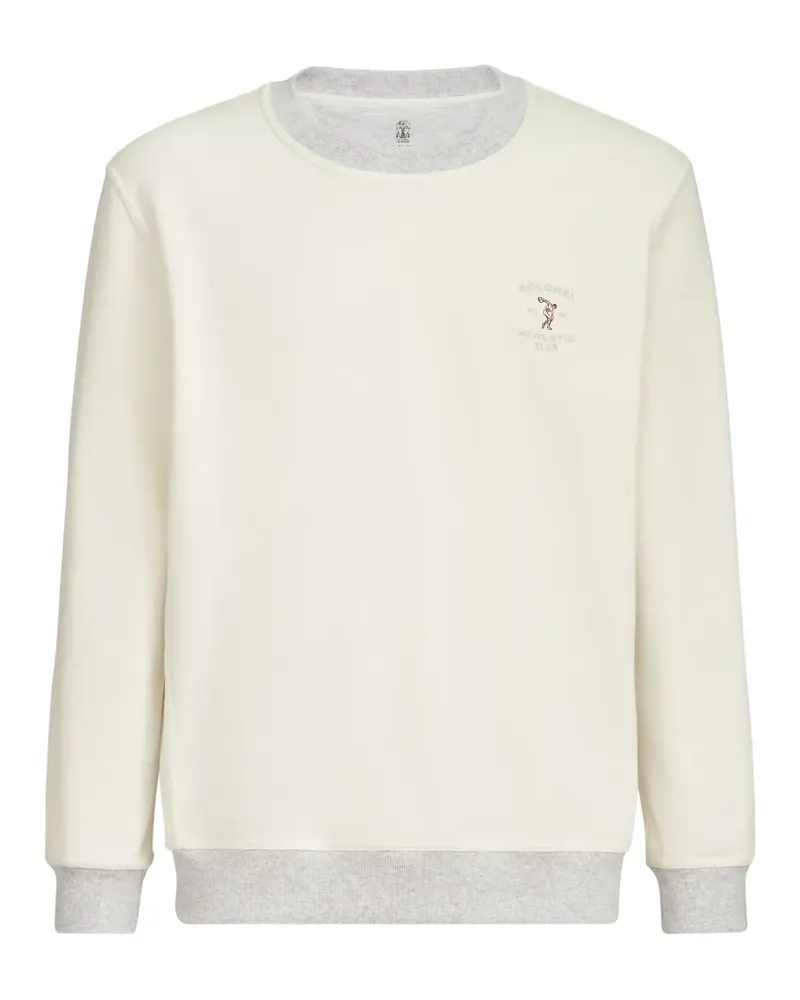 Brunello Cucinelli cotton French terry sweatshirt with embroidery - Nude Nude