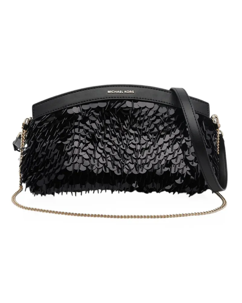 Michael Kors Athena small metallic sequin-embellished convertible clutch - Schwarz Schwarz