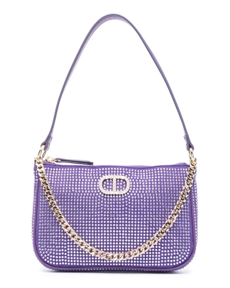 Twin-Set Petite Schultertasche mit Strass Violett