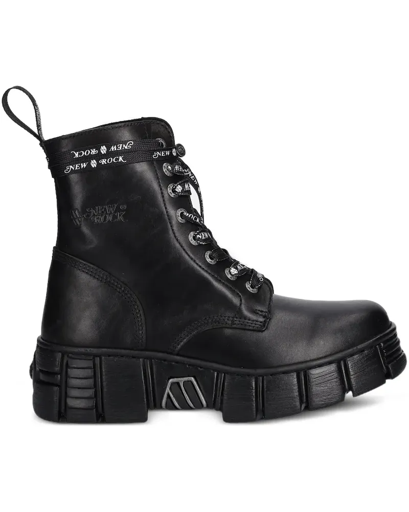 New Rock Chunky M-WALL083CCT Schnürstiefel - Schwarz Schwarz