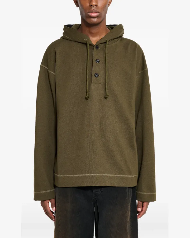 Margaret Howell buttoned hoodie - Grün Grün