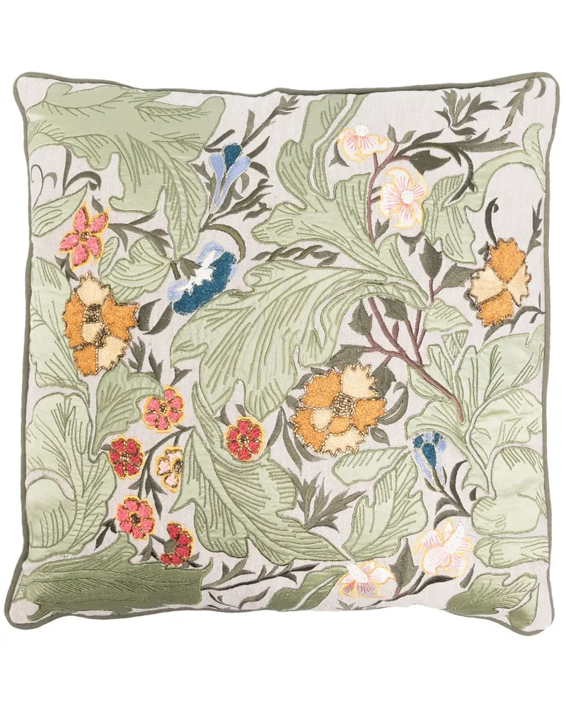 Les-Ottomans Kissen mit Gartenstickerei (50cm x 50cm) - Grün Grün