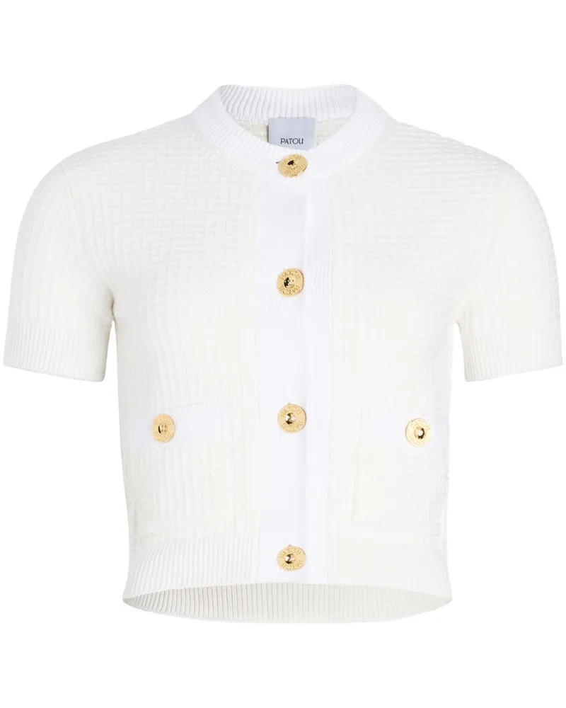 Patou Cropped-Cardigan in Waffelstrick - Weiß Weiß