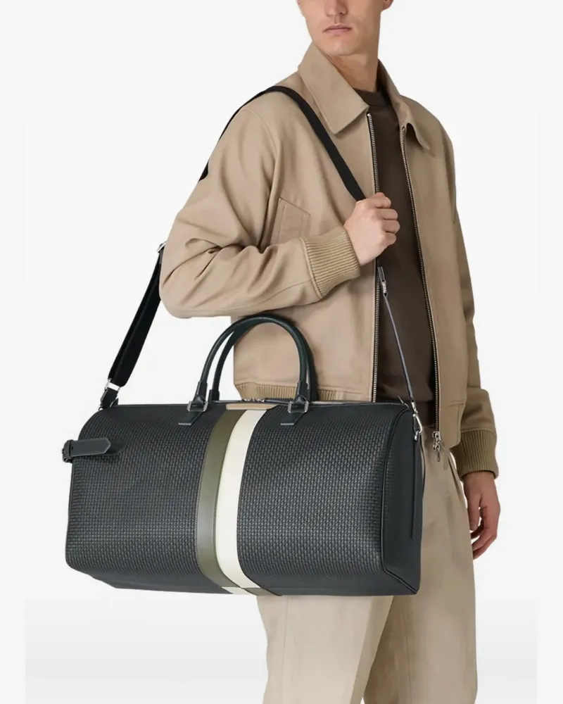Serapian striped leather holdall - Grau Grau