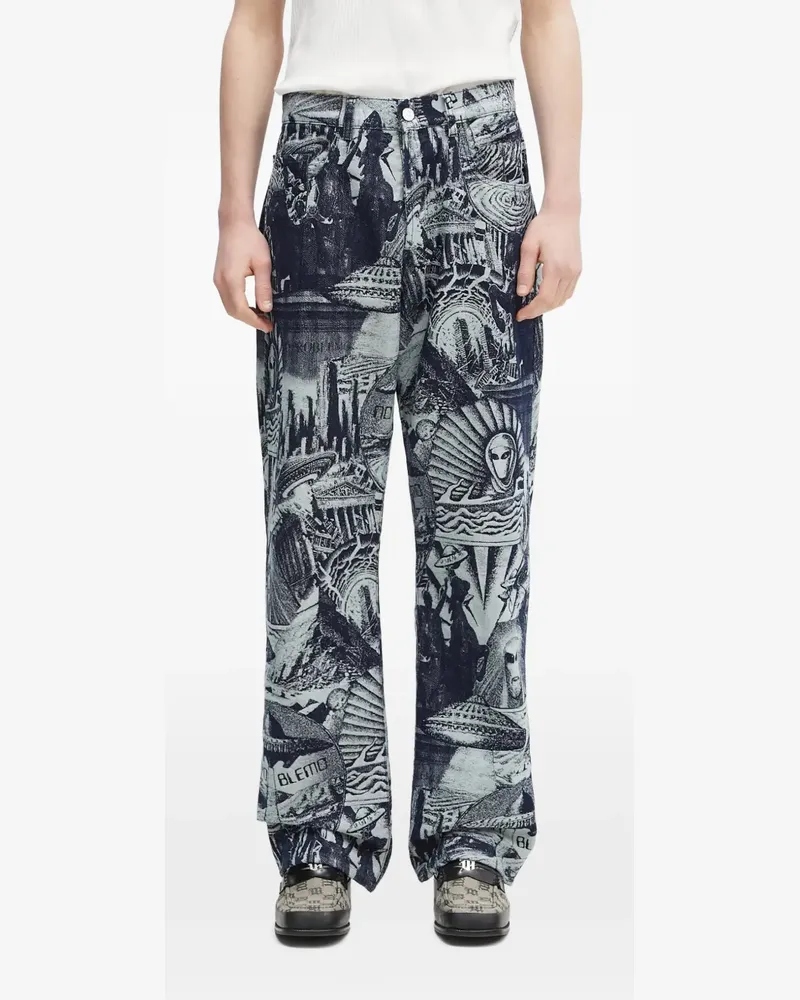 Aries graphic-print jeans - Blau Blau