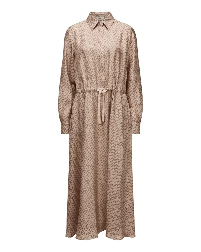 Herno Seiden-Hemdkleid mit Haken-Print - Nude Nude