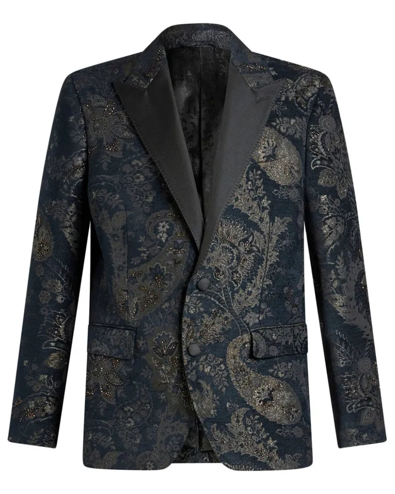 Etro Jacquard-Sakko mit steigendem Revers - Blau Blau