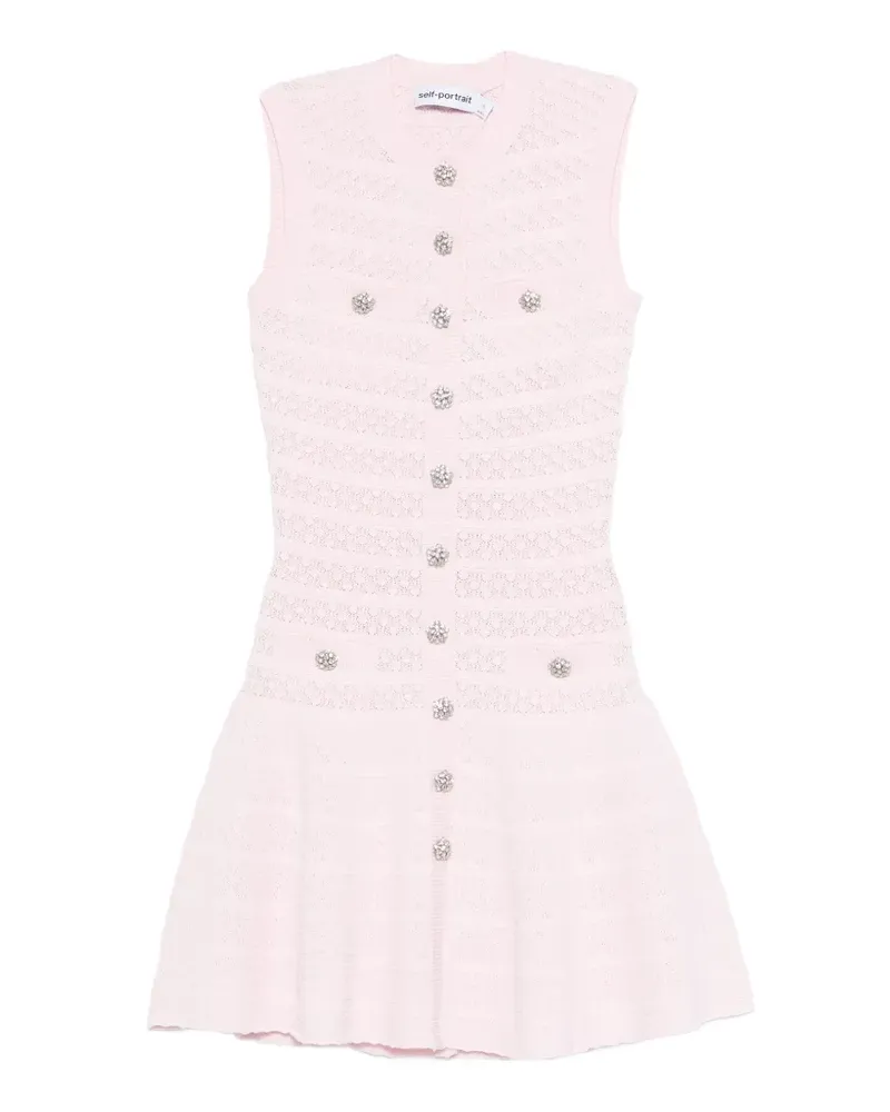 Self-Portrait Geknöpftes Minikleid mit Verzierung - Rosa Rosa