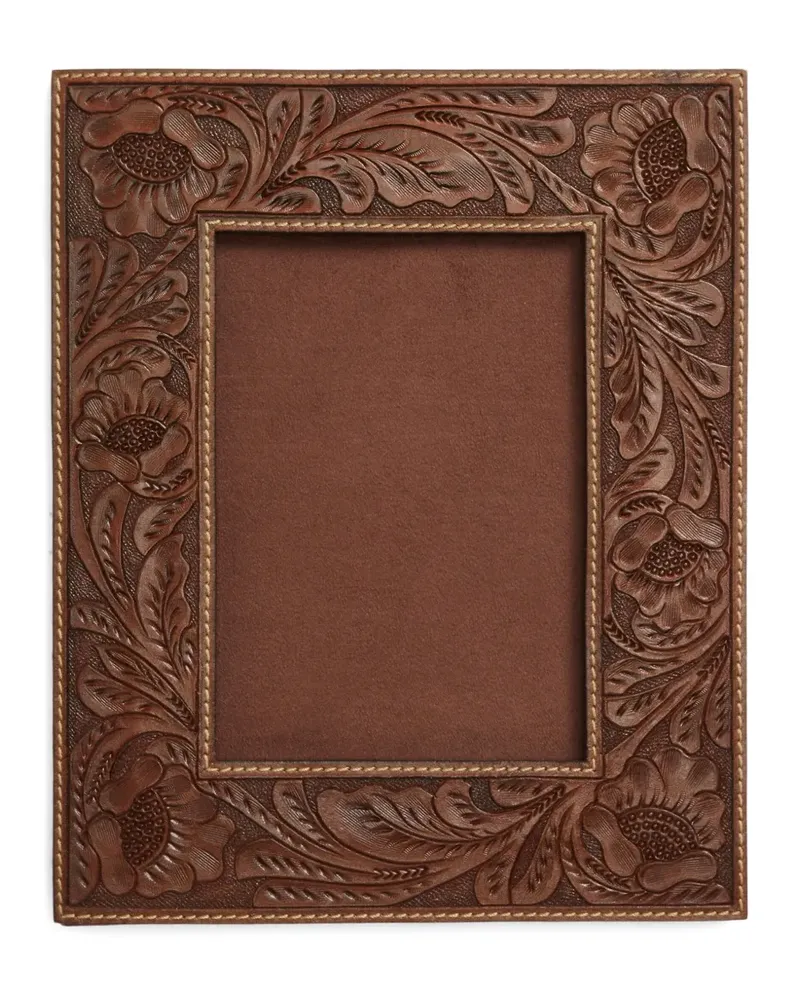 Ralph Lauren Bilderrahmen aus Leder mit Blumenmuster - Braun Braun