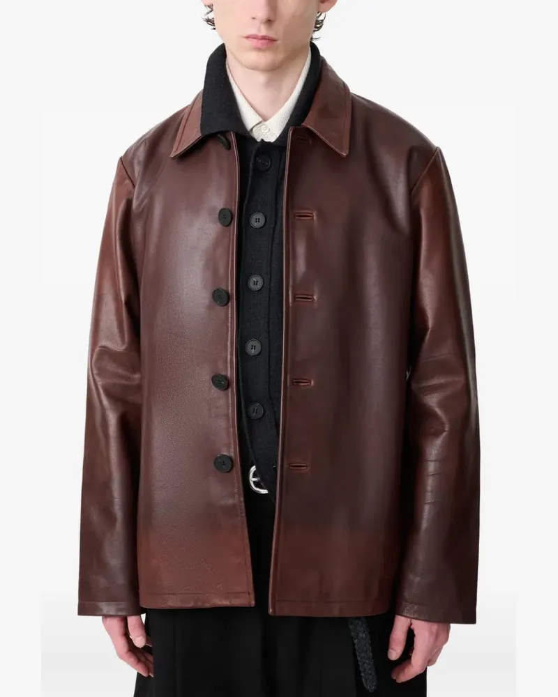 Studio Nicholson Landau Lederjacke - Braun Braun