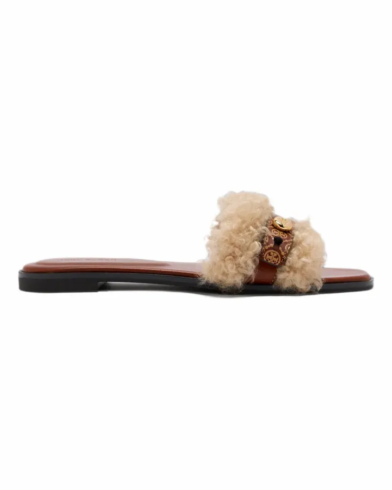 Tory Burch Romy Pantoletten aus Shearling - Nude Nude
