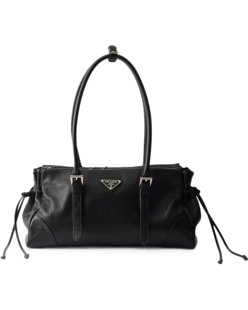 Prada Bonnie medium antiqued leather tote bag - Schwarz Schwarz