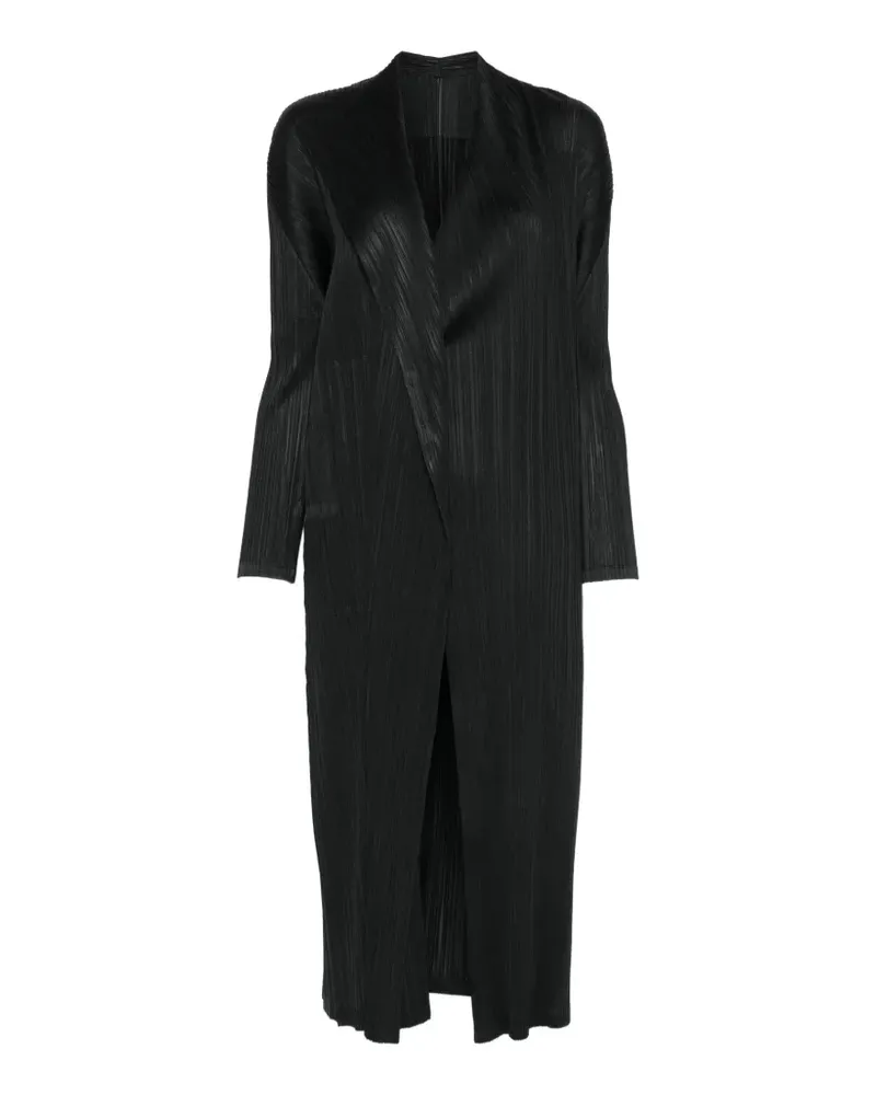 Issey Miyake Facade pleated coat - Schwarz Schwarz