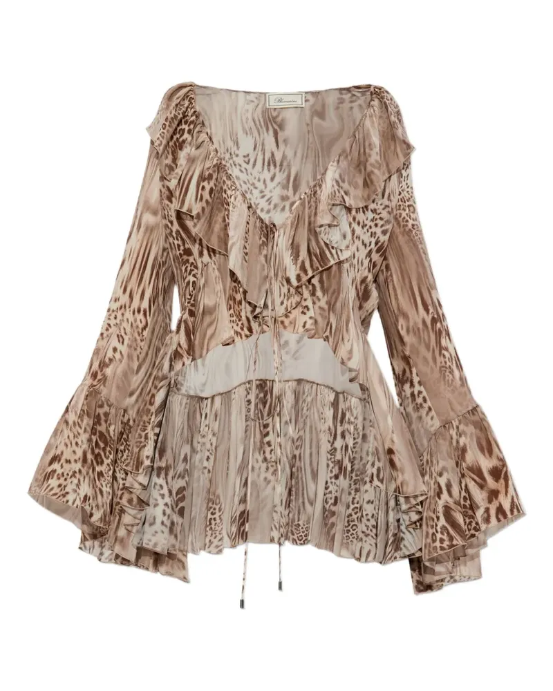 Blumarine Chiffonbluse mit Print - Nude Nude