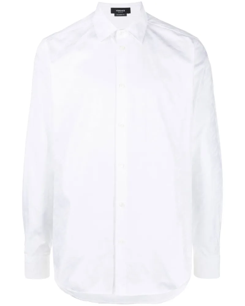 Versace Hemd mit La Greca-Jacquardmuster - Weiß Weiß