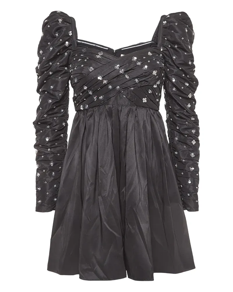 Self-Portrait Pre-owned Pailletten-Minikleid mit Puffärmeln - Schwarz Schwarz