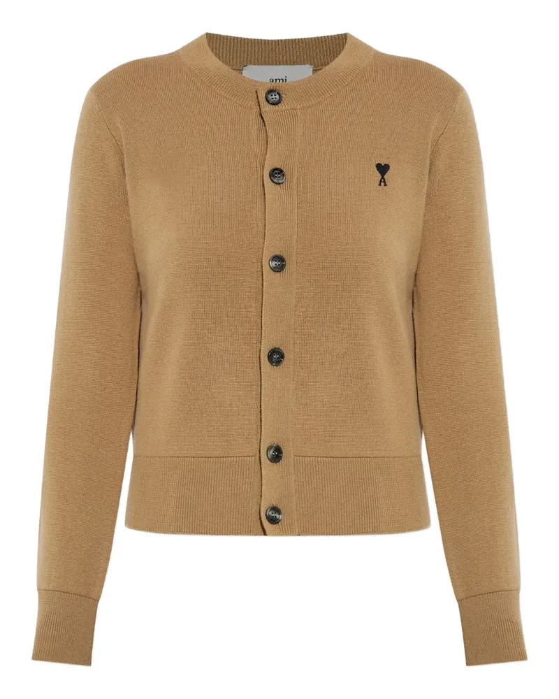 AMI Paris Cardigan mit Herz-Logo-Knöpfen - Braun Braun