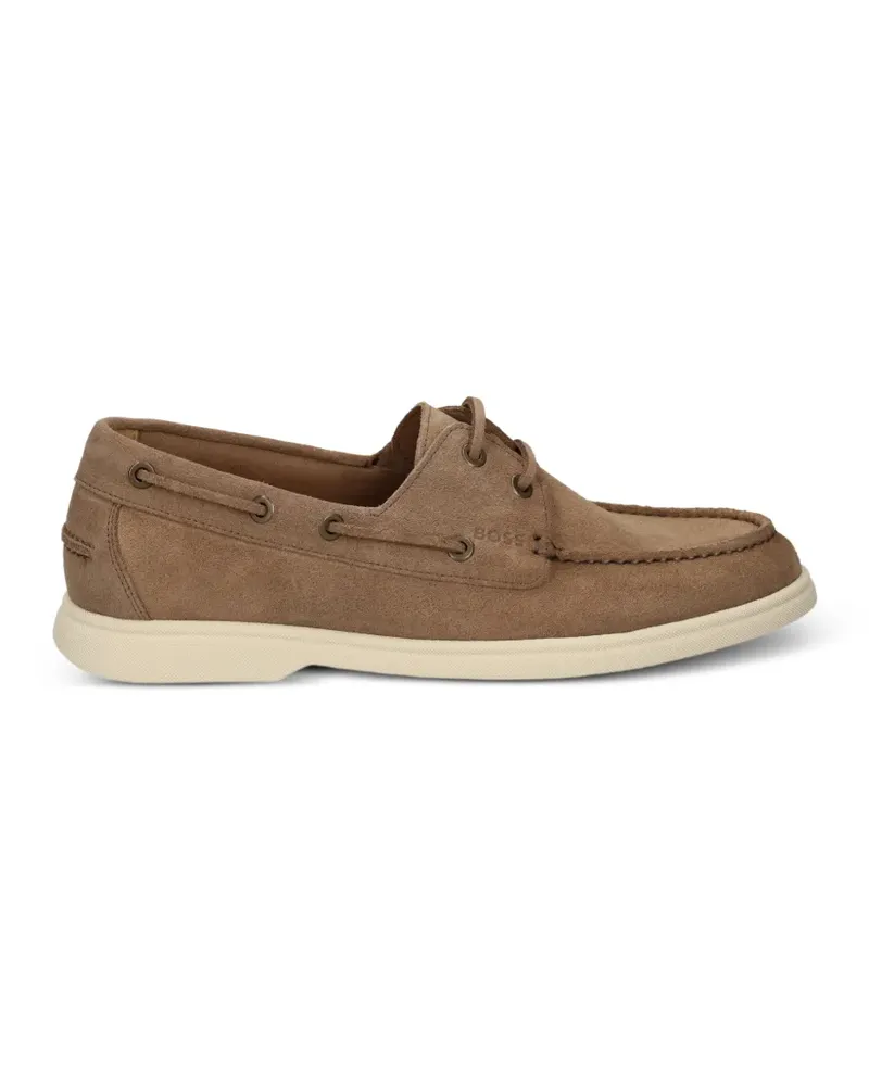 HUGO BOSS suede lace-up boat shoes - Nude Nude