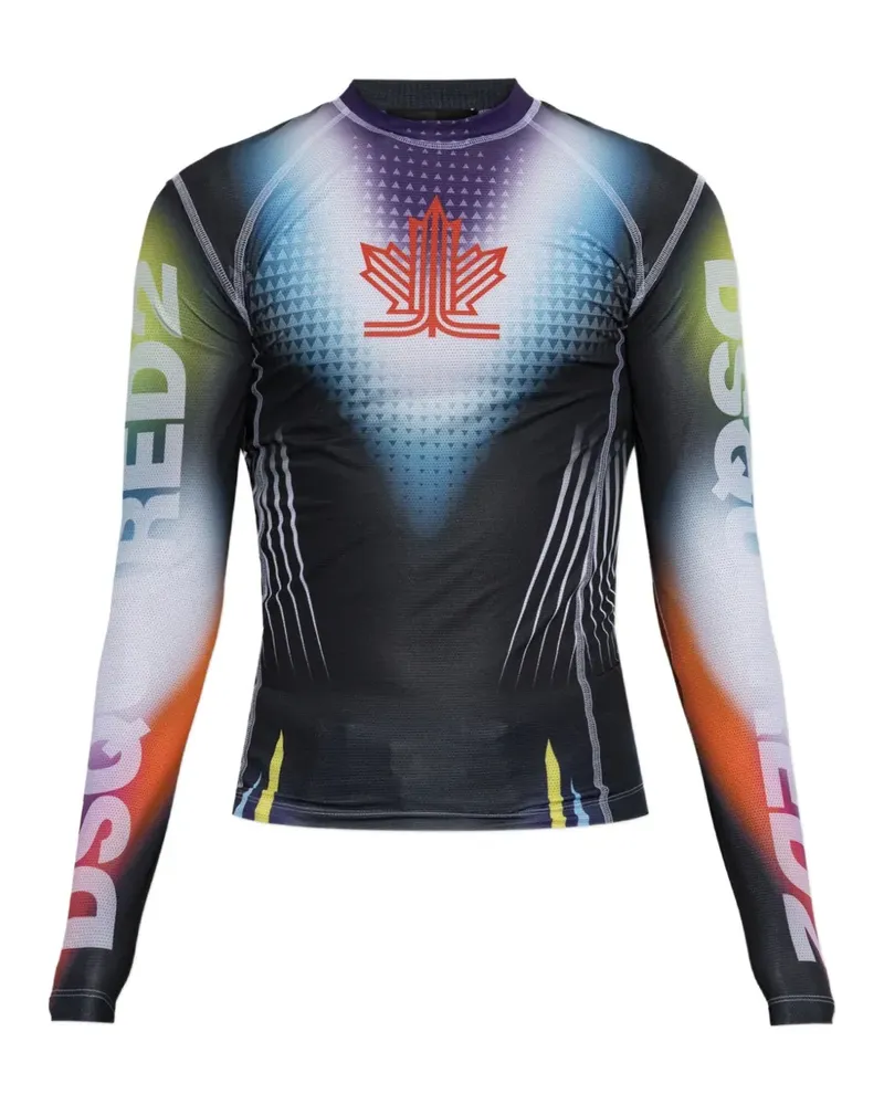 Dsquared2 Langarmshirt mit grafischem Print - Schwarz Schwarz