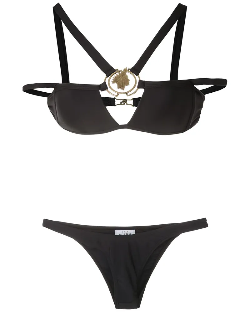 Amir Slama Bikini mit Metallic-Effekt - Schwarz Schwarz