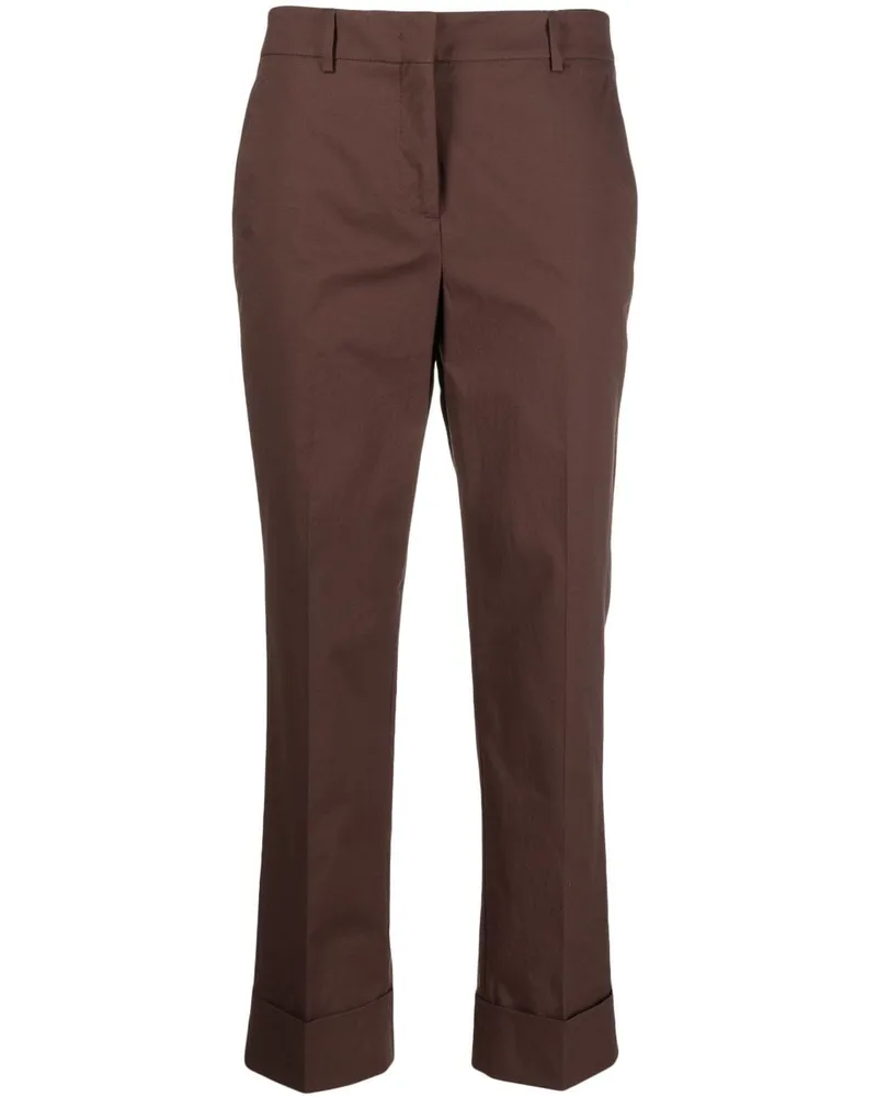 Incotex Cropped-Hose mit Bügelfalten - Braun Braun