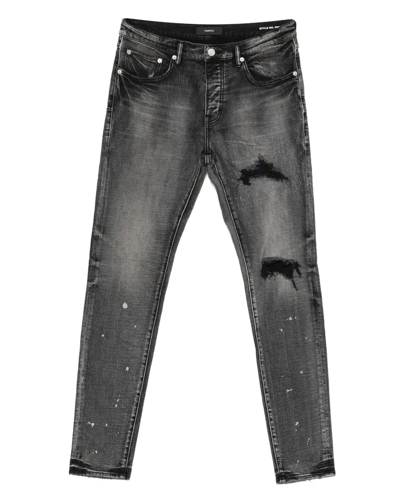 PURPLE BRAND plaid-patch jeans - Schwarz Schwarz