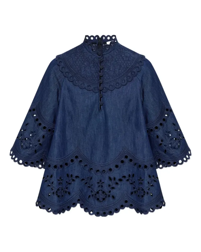 Zimmermann Top mit Lochstickerei - Blau Blau