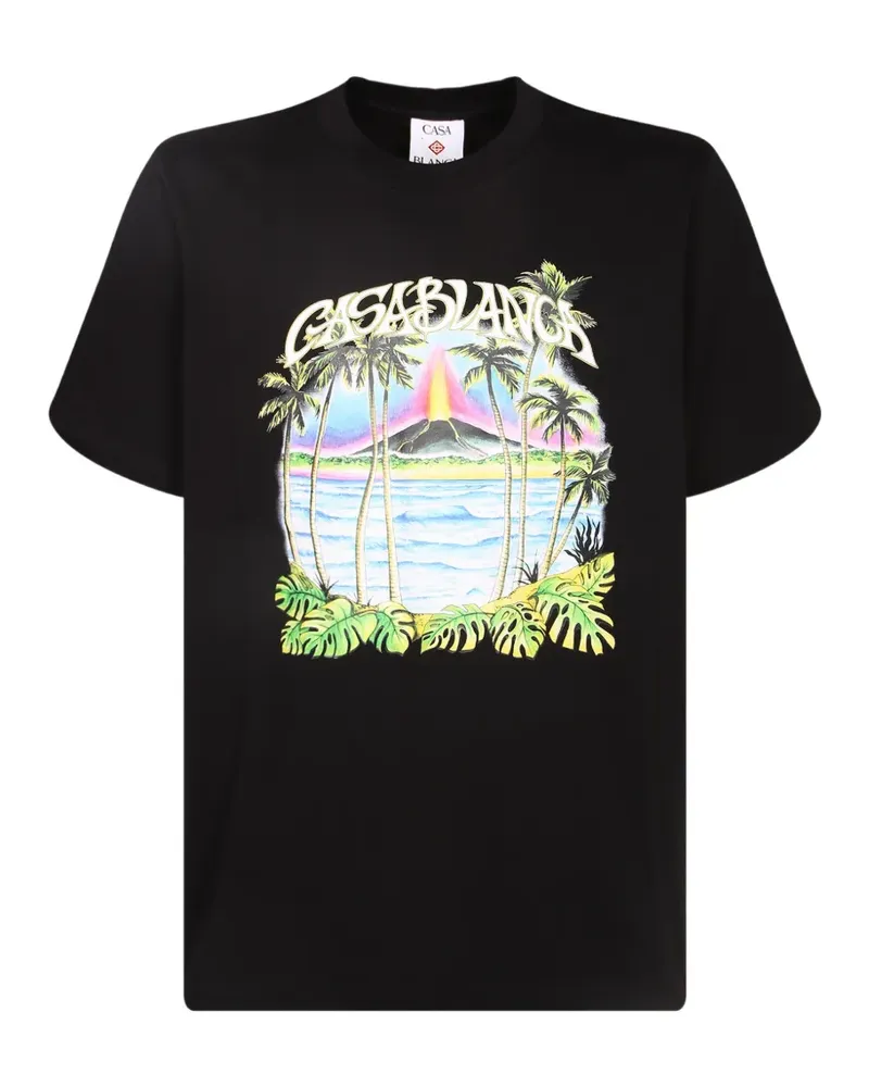 Casablanca Paris Volcano T-Shirt mit grafischem Print - Schwarz Schwarz