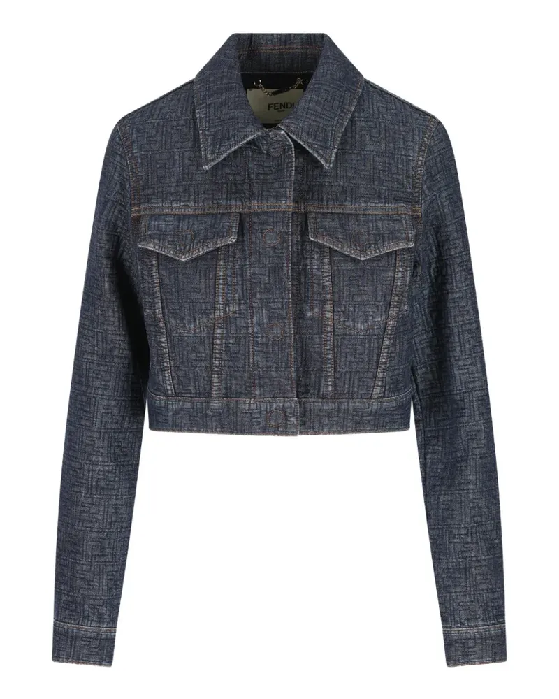 Fendi monogram cropped jacket - Blau Blau