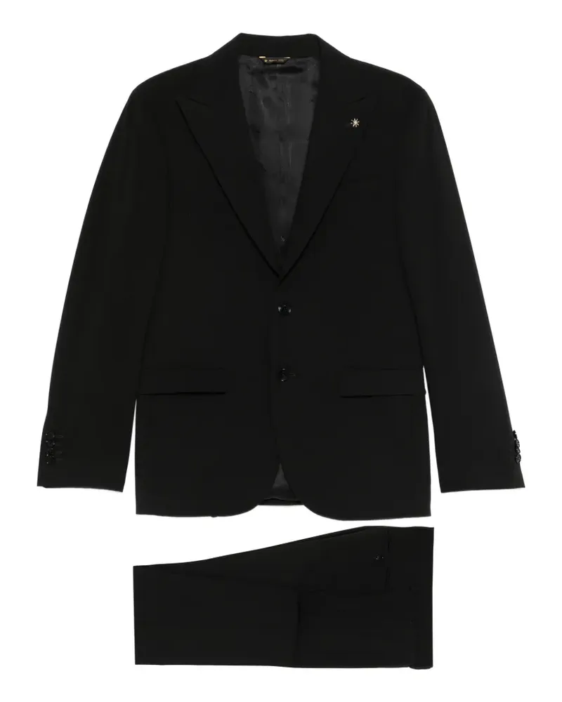 Manuel Ritz lapel-appliqué single-breasted suit - Schwarz Schwarz